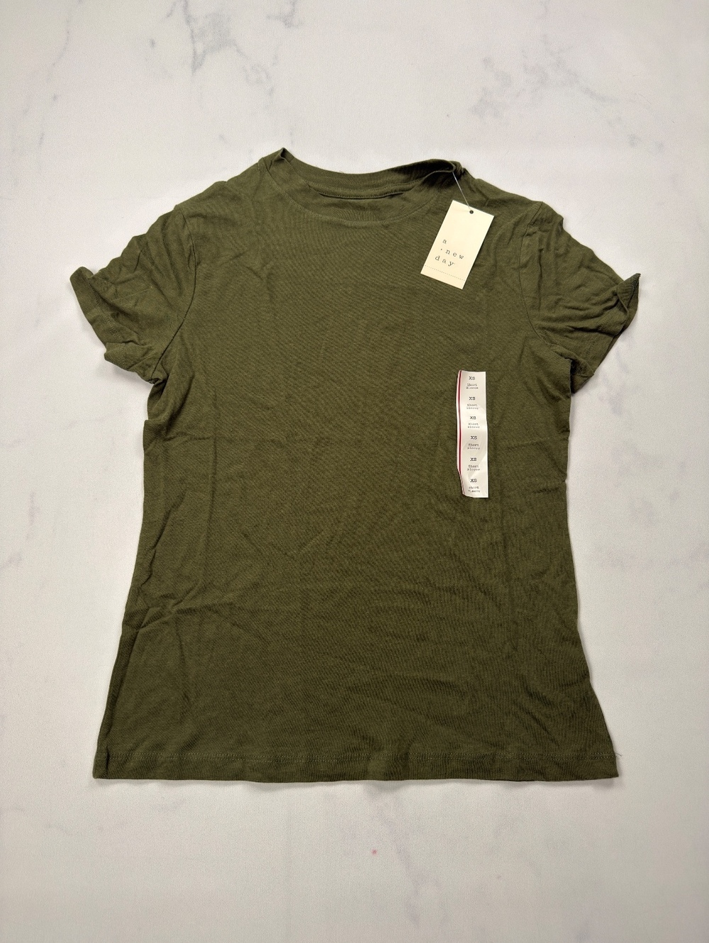 A New Day T-Shirt Dark Green Crew Neck Short Sleeve - Womens XS NWT